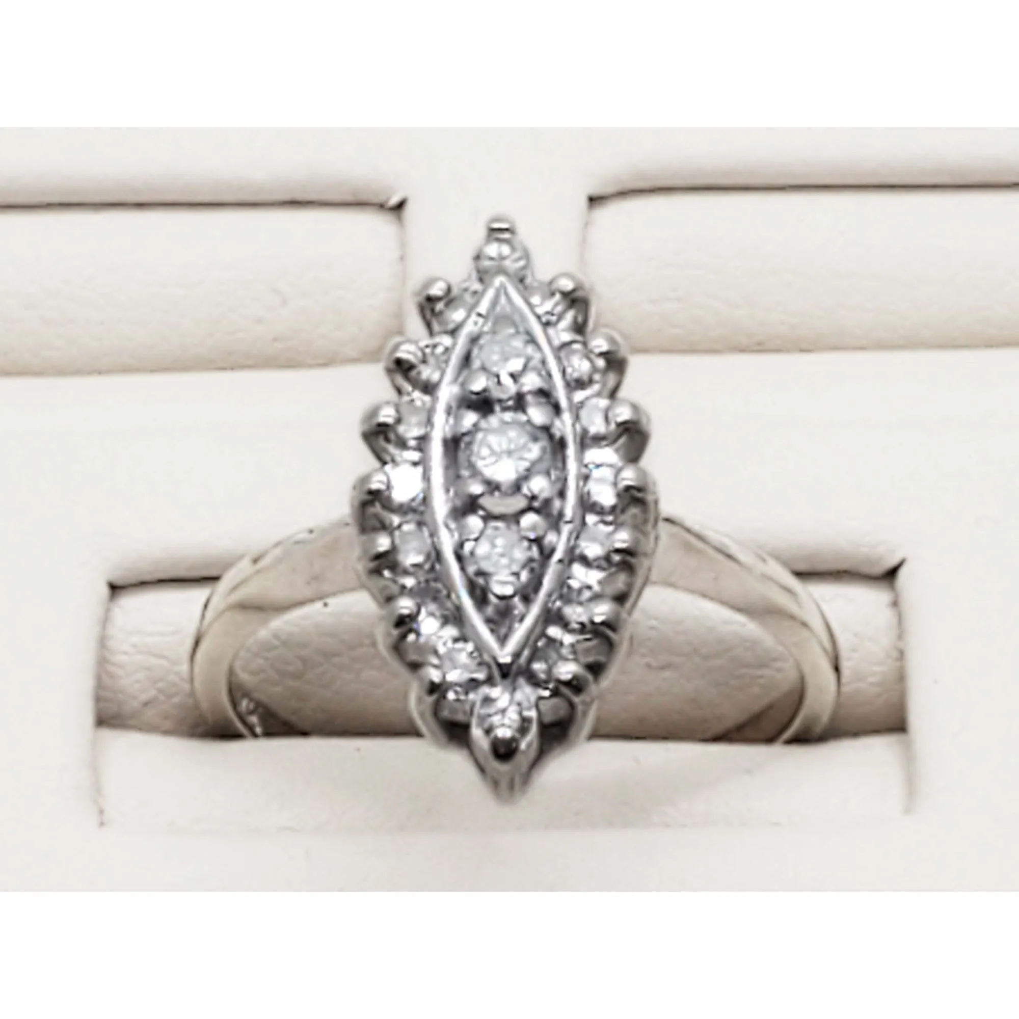 0.38 ctw Diamond Navette Ring 14k White Gold Size 7