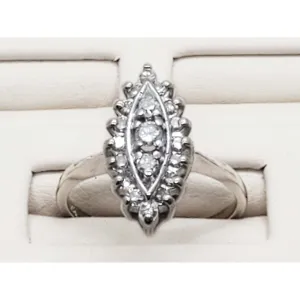 0.38 ctw Diamond Navette Ring 14k White Gold Size 7