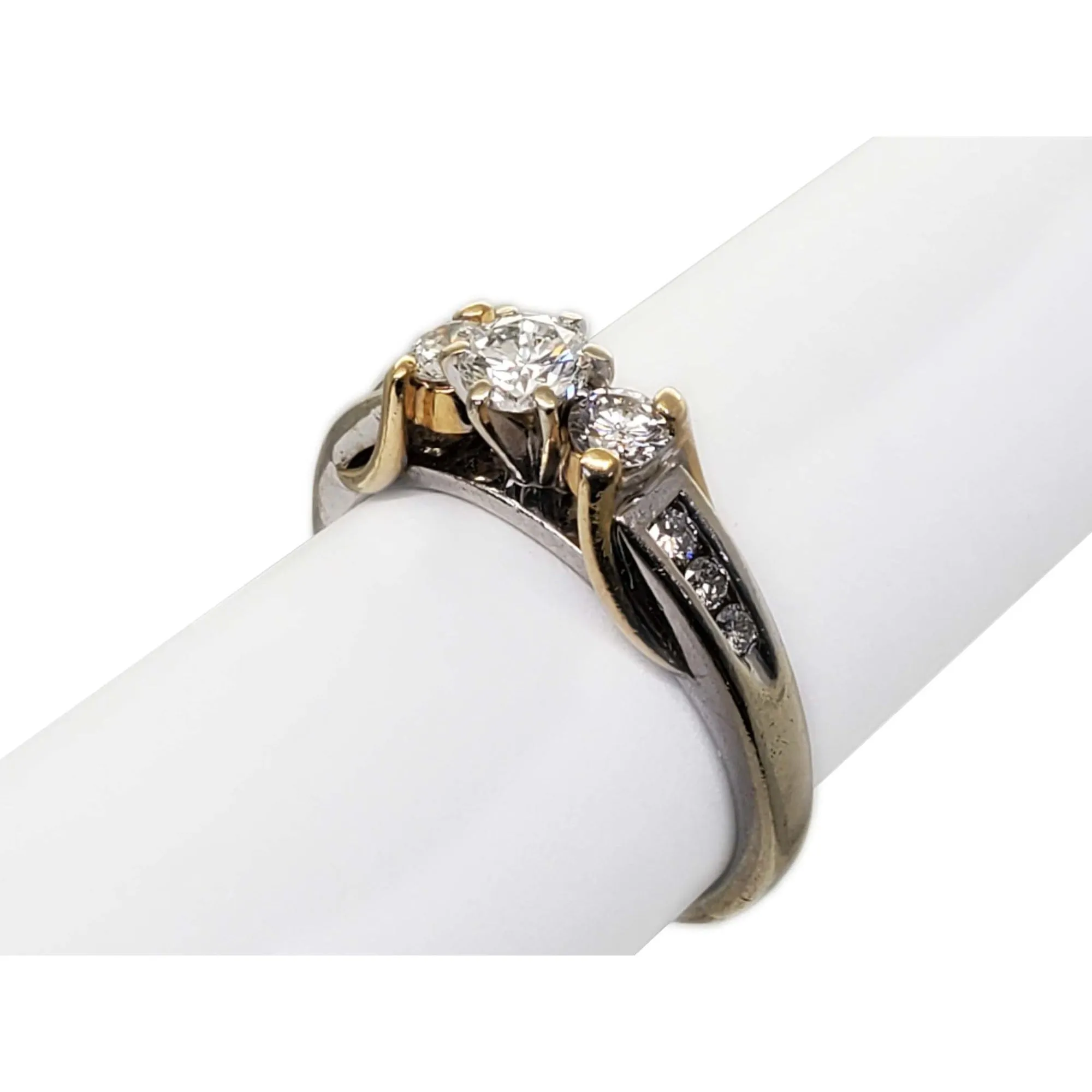 0.48 ctw Diamond Band Ring 14k Two-Tone Yellow & White Gold Size 9