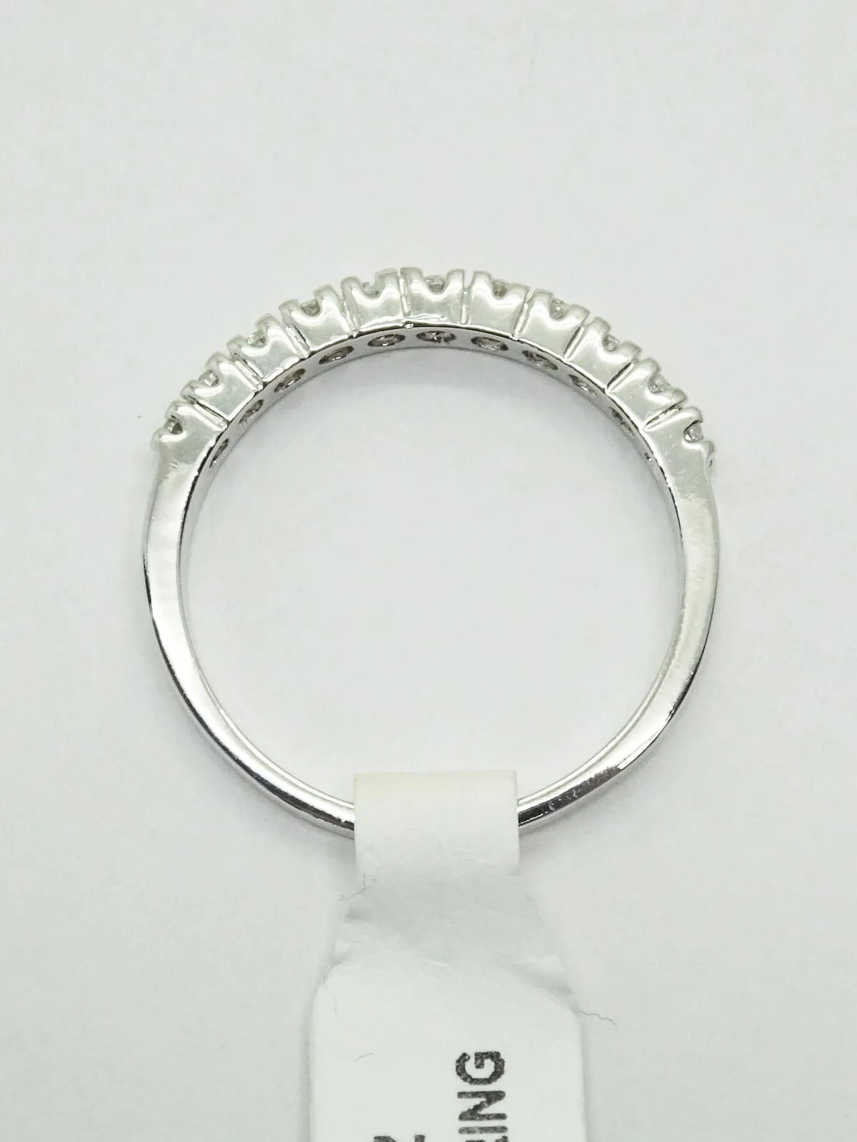 0.5ct tw CZ Semi-Eternity Band Ring Size 9 Rhodium Plated