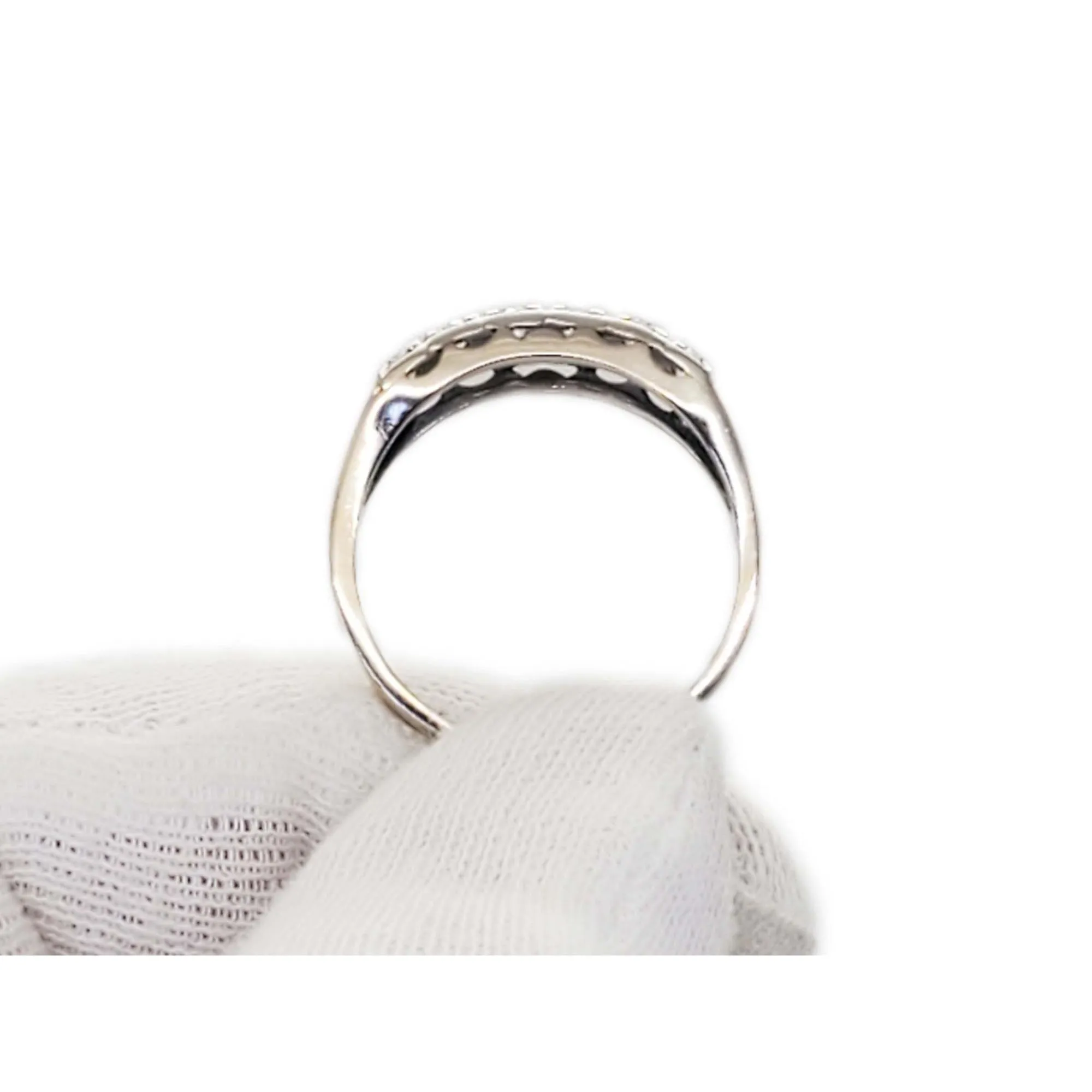 0.6 ctw Natural Diamond 2-Row Filigree Band Ring 14k White Gold Size 11