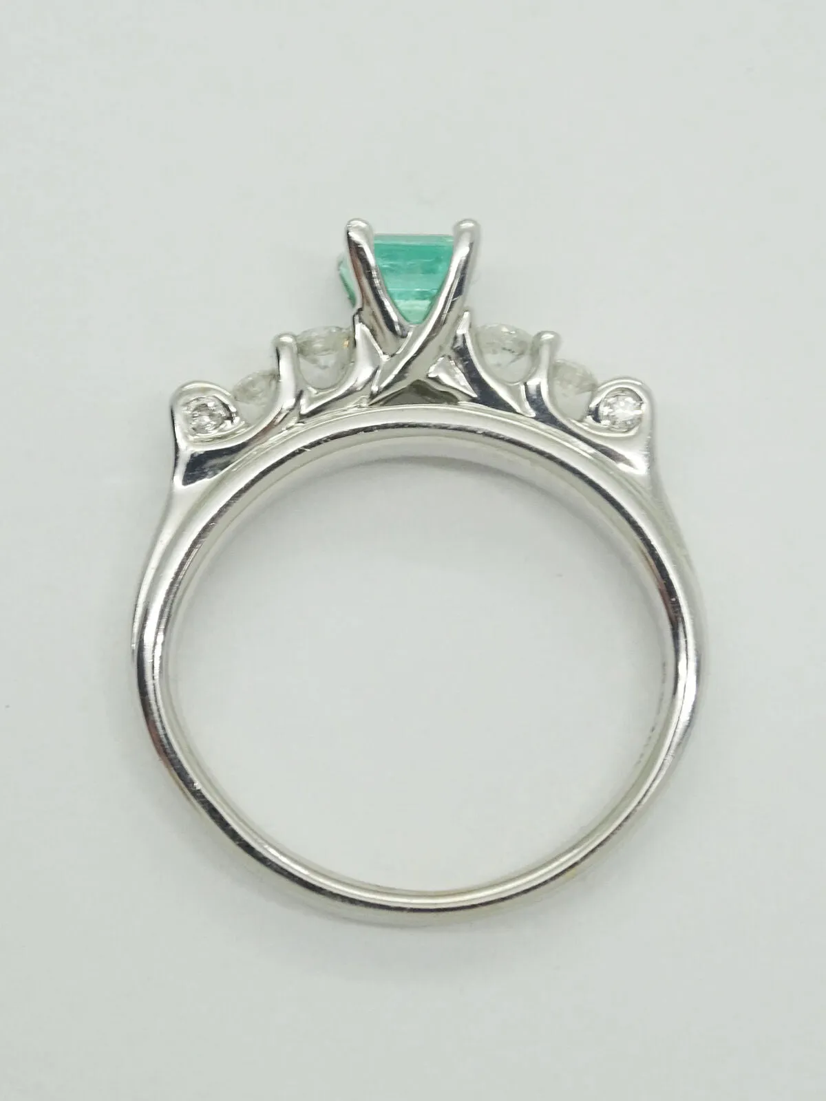 0.66ct tw Square Natural Emerald & Diamond Ring 18k White Gold Size 4.75