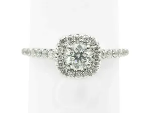 0.73ct tw Natural Diamond Halo Engagement Band Ring 10k White Gold Size 5.5