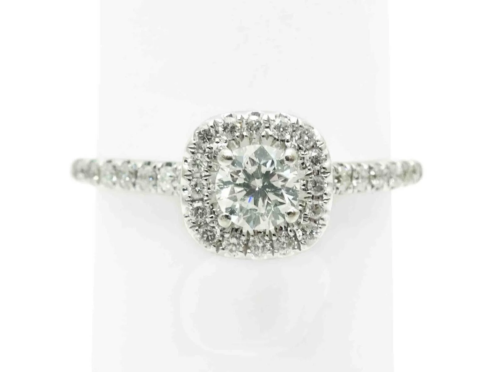 0.73ct tw Natural Diamond Halo Engagement Band Ring 10k White Gold Size 5.5