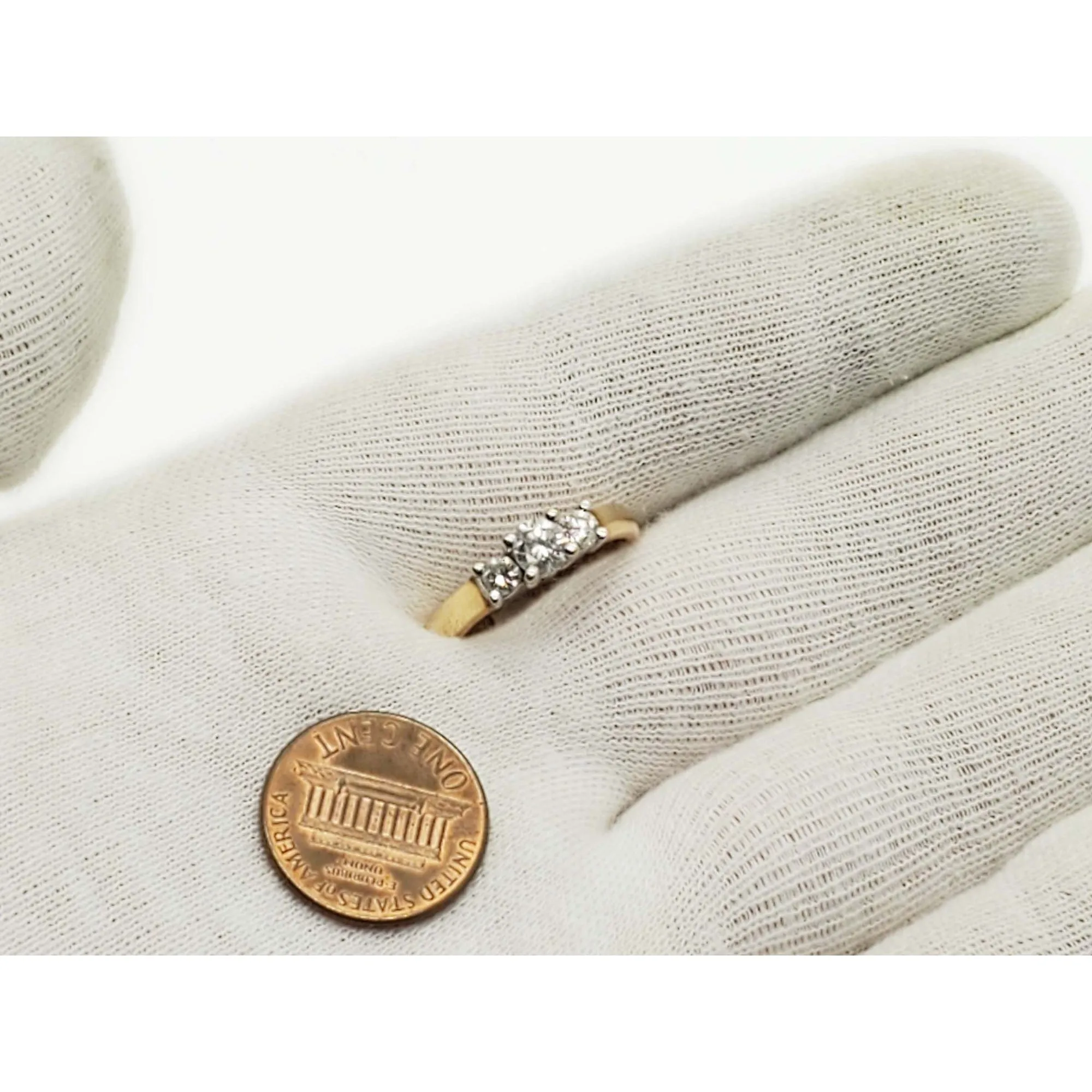 0.75 ctw Natural Diamond 3-Stone Style Band Ring 14k Gold Size 7