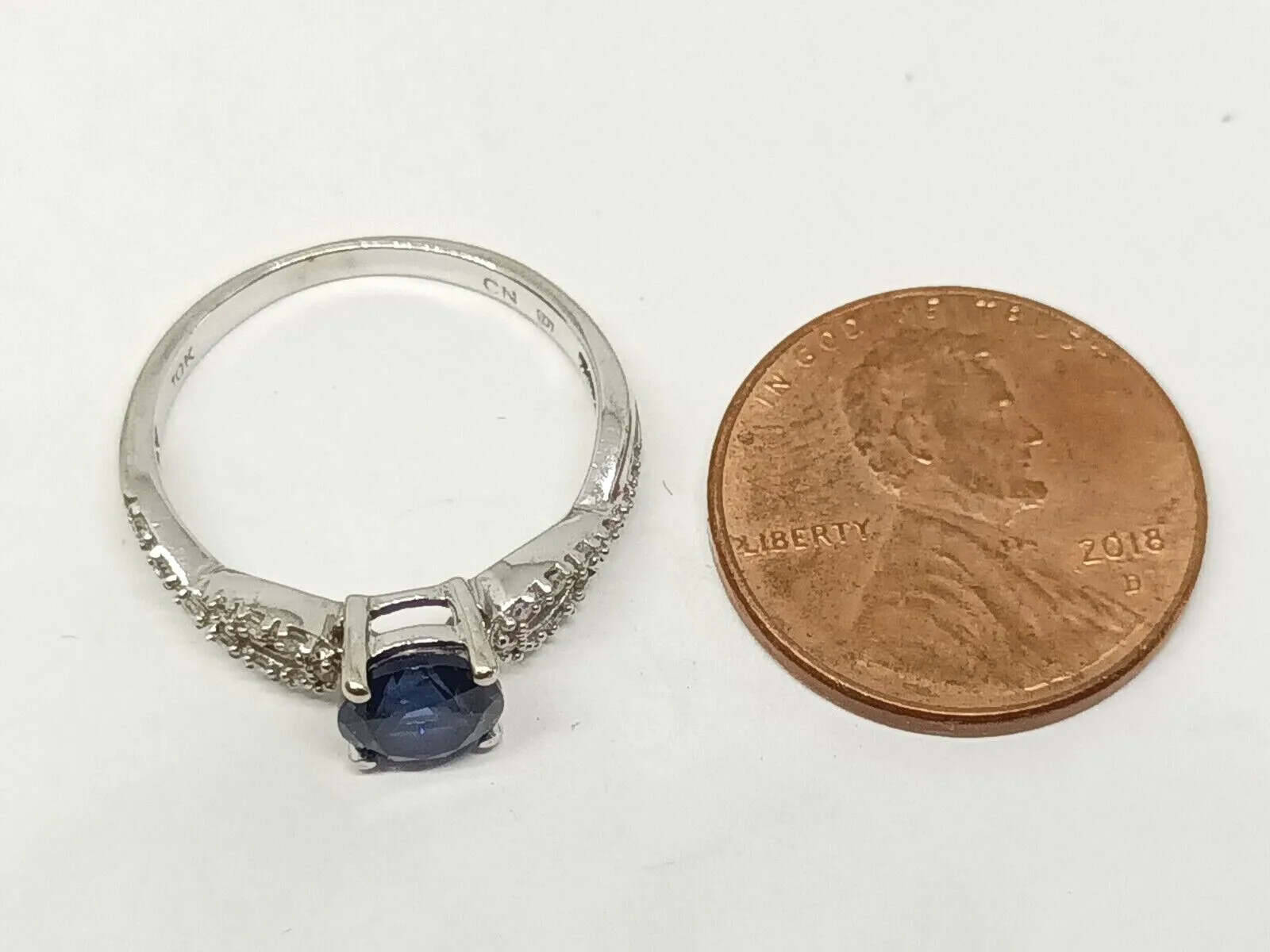 1.09ct tw Sapphire & Diamond Accent Ring 10k White Gold Size 6