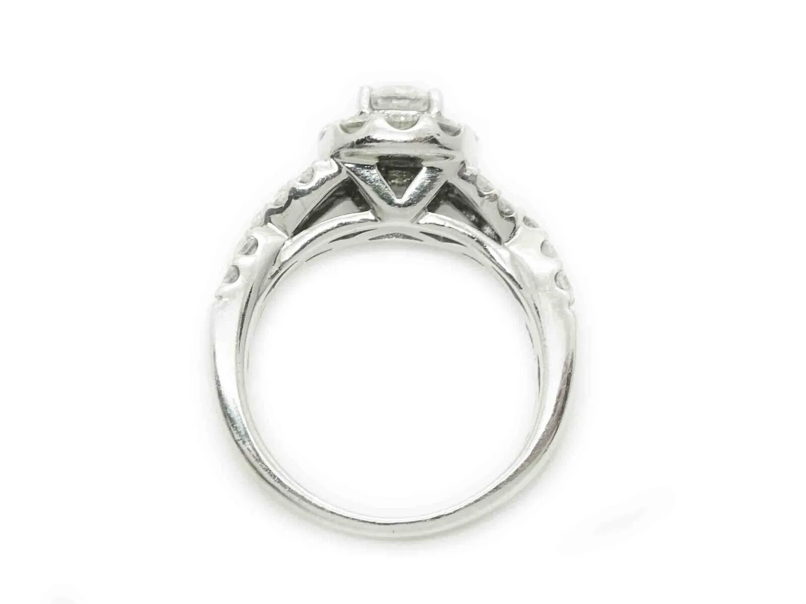 1.21ct tw Natural Diamond Halo Engagement Band Ring 14k White Gold Size 4.75
