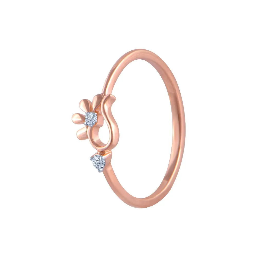 14k (585) Rose Gold And Diamond Ring For Women