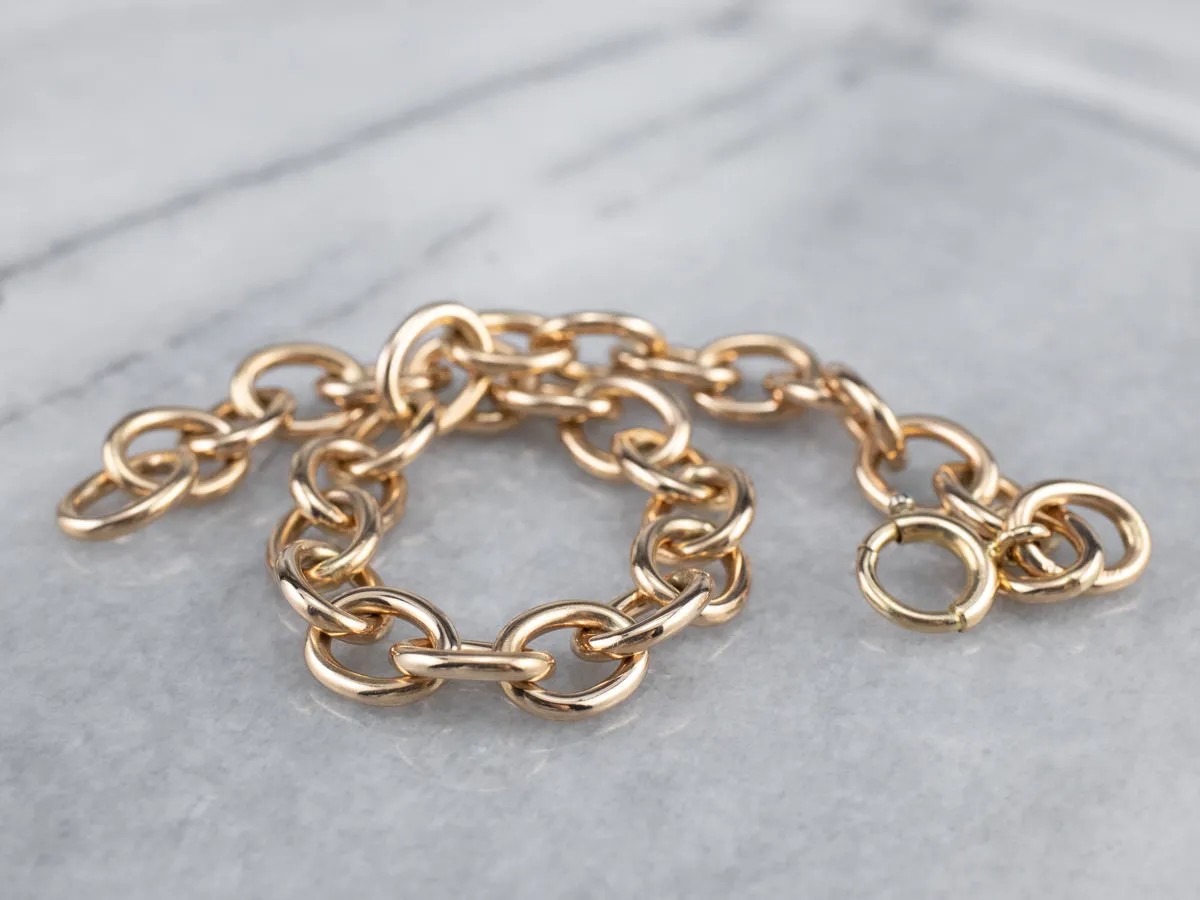14K Gold Oval Link Chain Bracelet