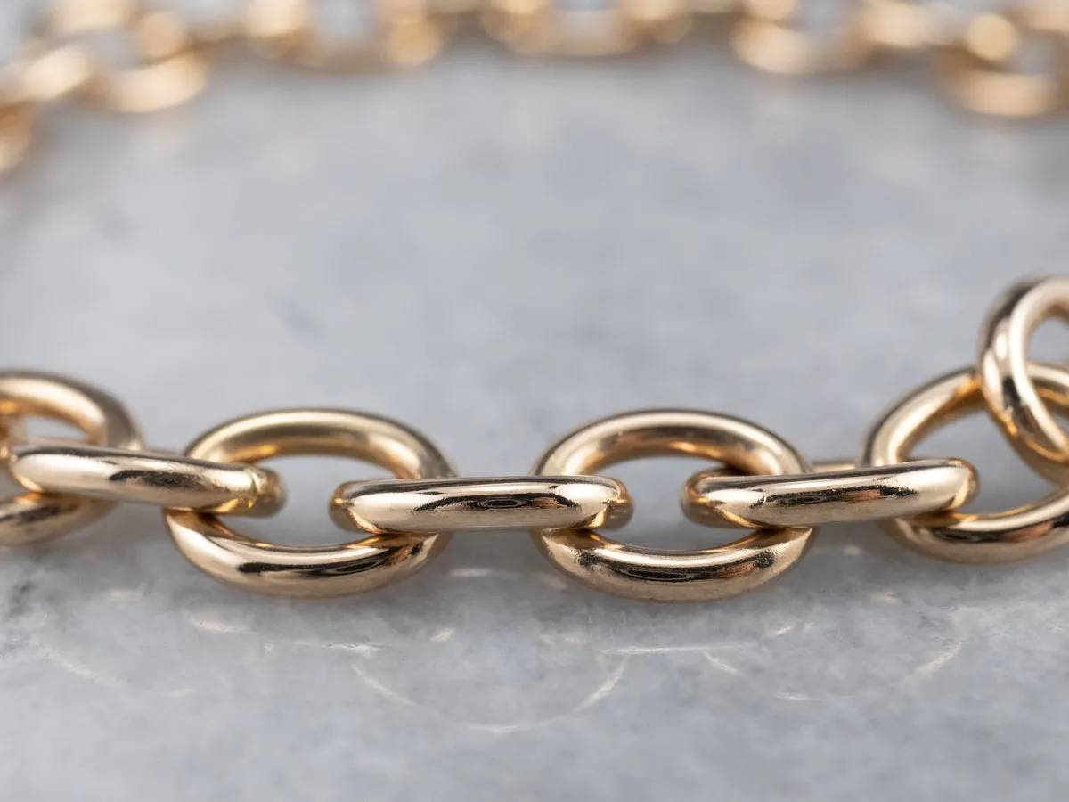 14K Gold Oval Link Chain Bracelet