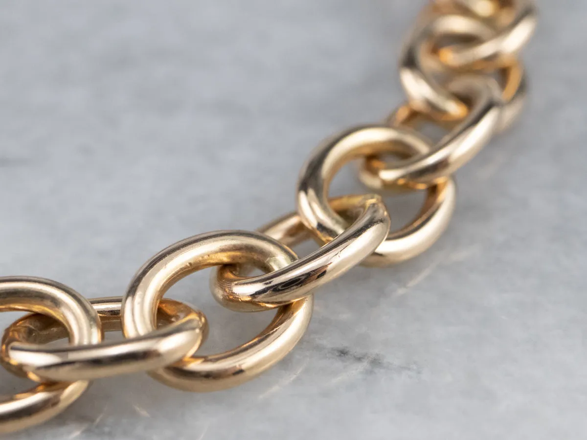 14K Gold Oval Link Chain Bracelet