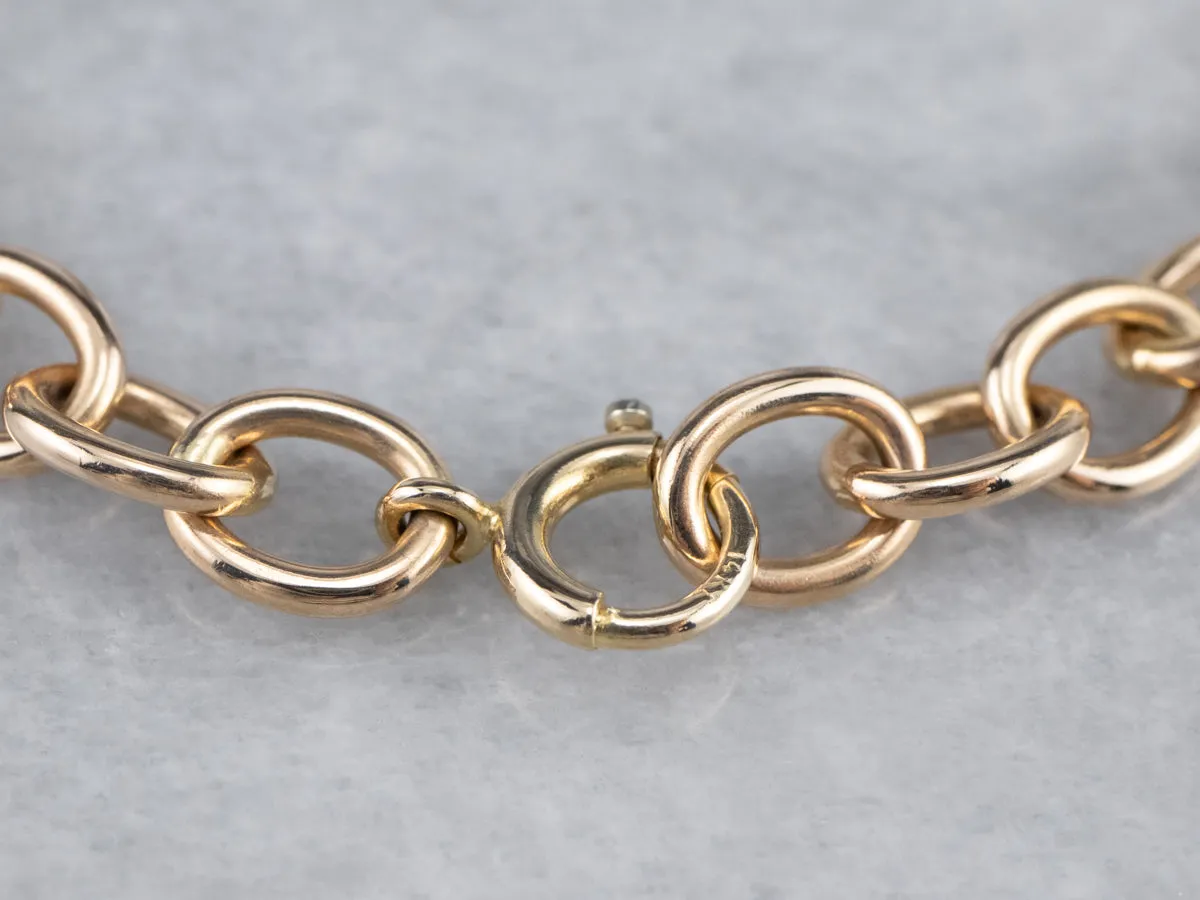 14K Gold Oval Link Chain Bracelet