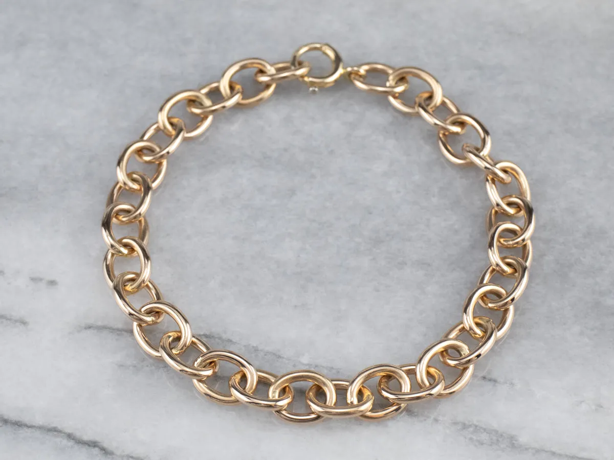 14K Gold Oval Link Chain Bracelet