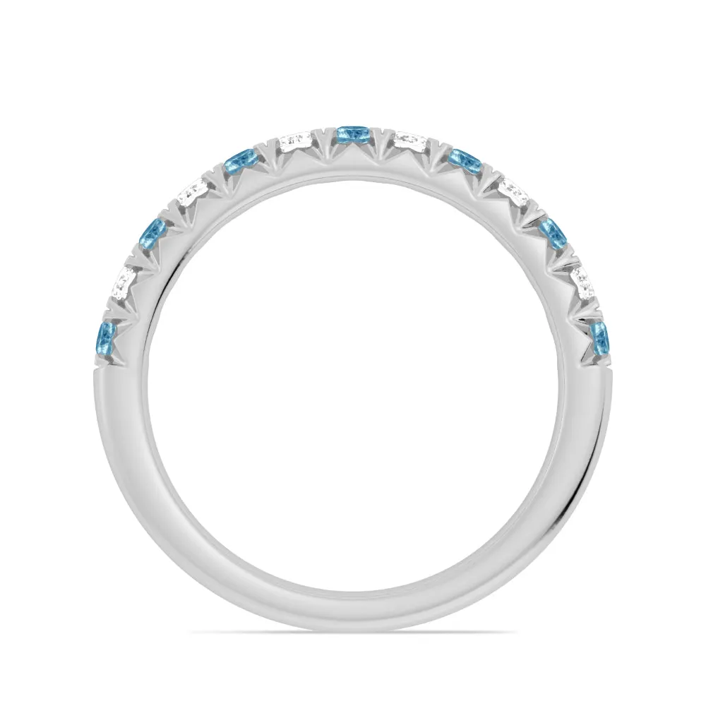 14k Gold Swiss Blue Topaz and Diamond Band