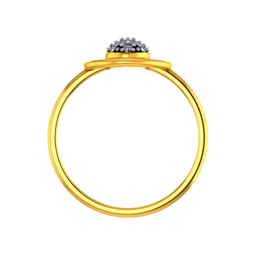 14k Unique Gold Ring With A Circular And Semi Circular Design