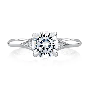 14K White Gold Classic Milgrain Diamond Engagement Ring
