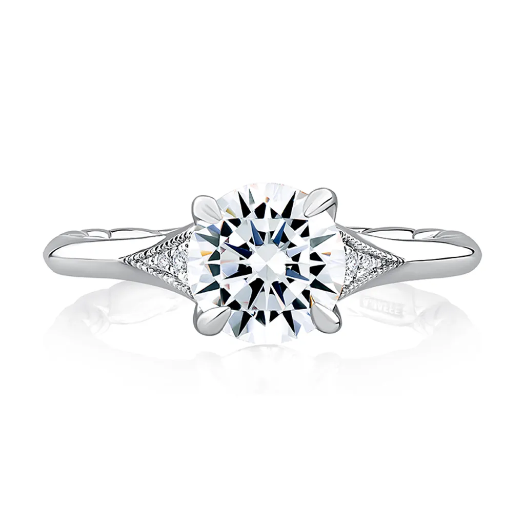 14K White Gold Classic Milgrain Diamond Engagement Ring