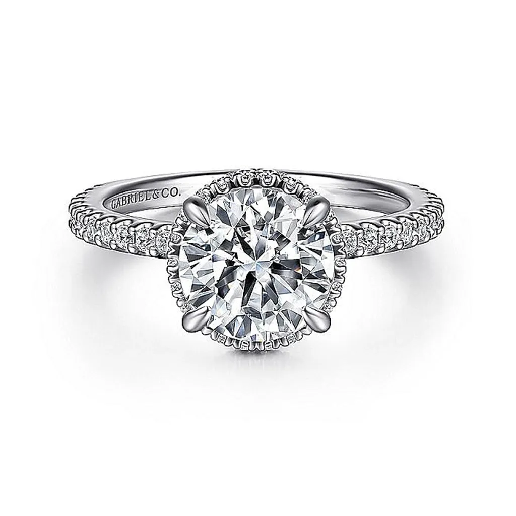 14K White Gold 'Senne' Hidden Halo Round Diamond Engagement Ring