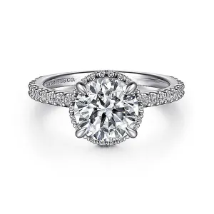 14K White Gold 'Senne' Hidden Halo Round Diamond Engagement Ring