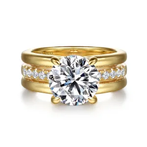 14K Yellow Gold 'Reeba' Wide Band Round Natural Diamonds Natural Diamonds Engagement Ring