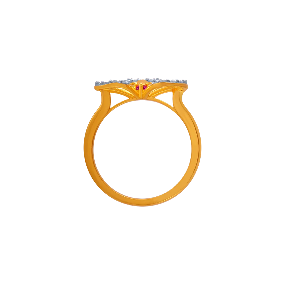 14KT (585) Yellow Gold And American Diamond Ring For Women