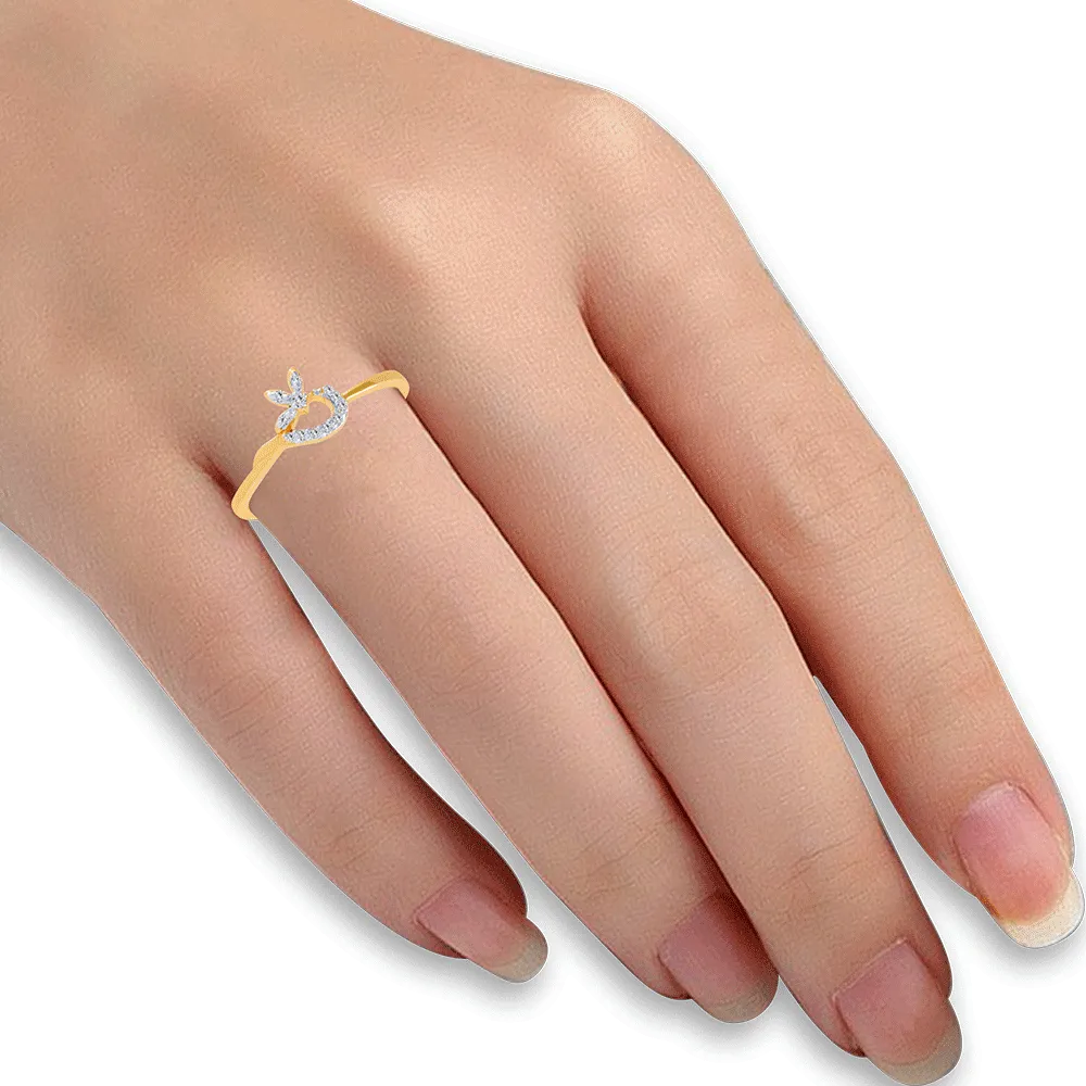 14KT (585) Yellow Gold And Diamond Ring For Women