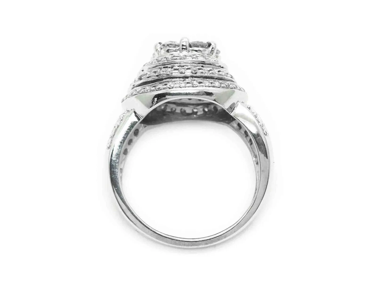 1.57ct tw Natural Diamond Cluster Step Dome Ring 14k White Gold Size 7.5