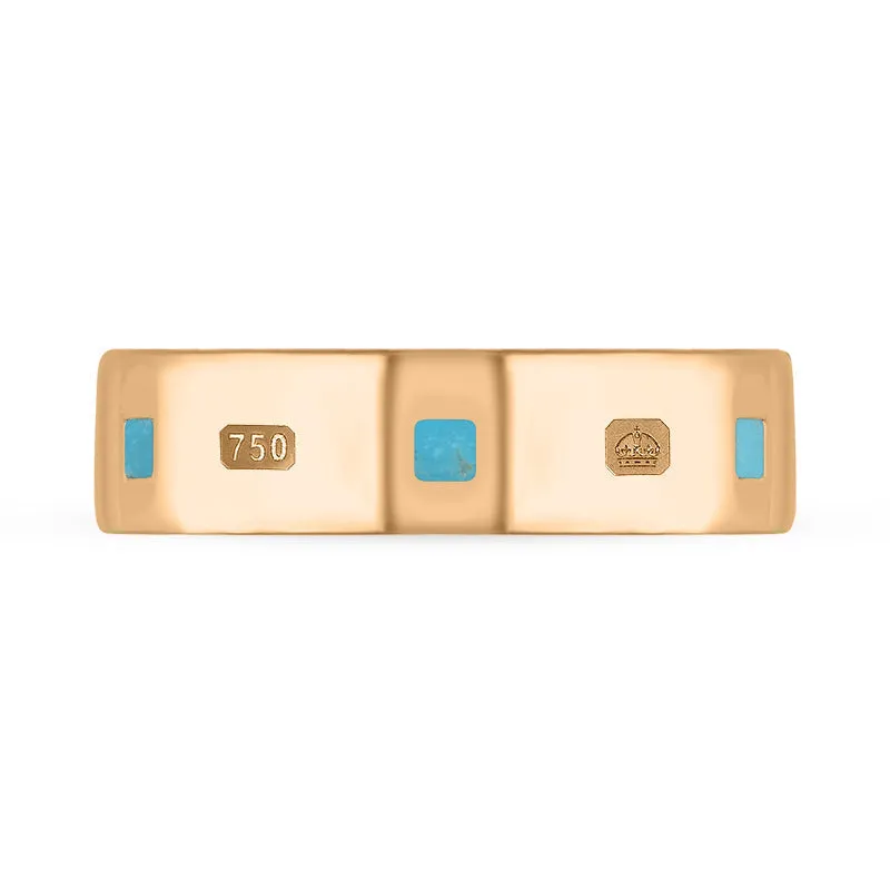 18ct Rose Gold Turquoise Queen's Jubilee Hallmark Princess Cut 6mm Ring D