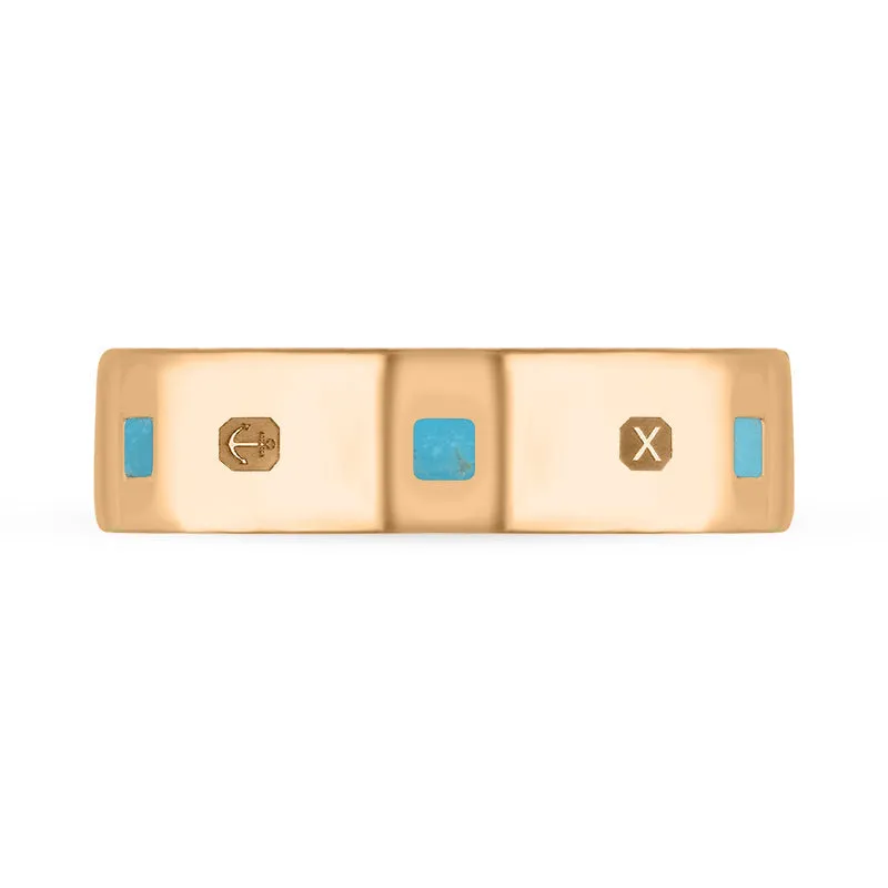 18ct Rose Gold Turquoise Queen's Jubilee Hallmark Princess Cut 6mm Ring D