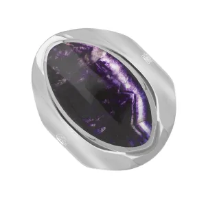 18ct White Gold Blue John Hallmark Medium Oval Ring