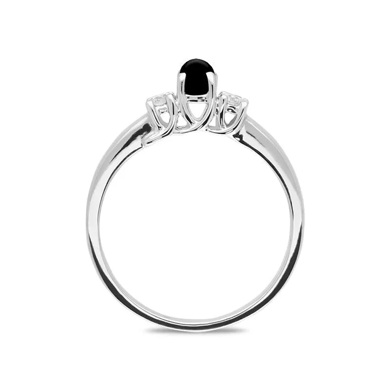 18ct White Gold Whitby Jet Diamond Trilogy Ring