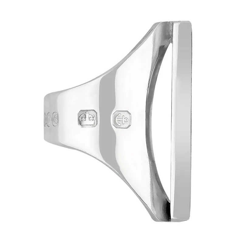 18ct White Gold Whitby Jet Hallmark Large Square Ring