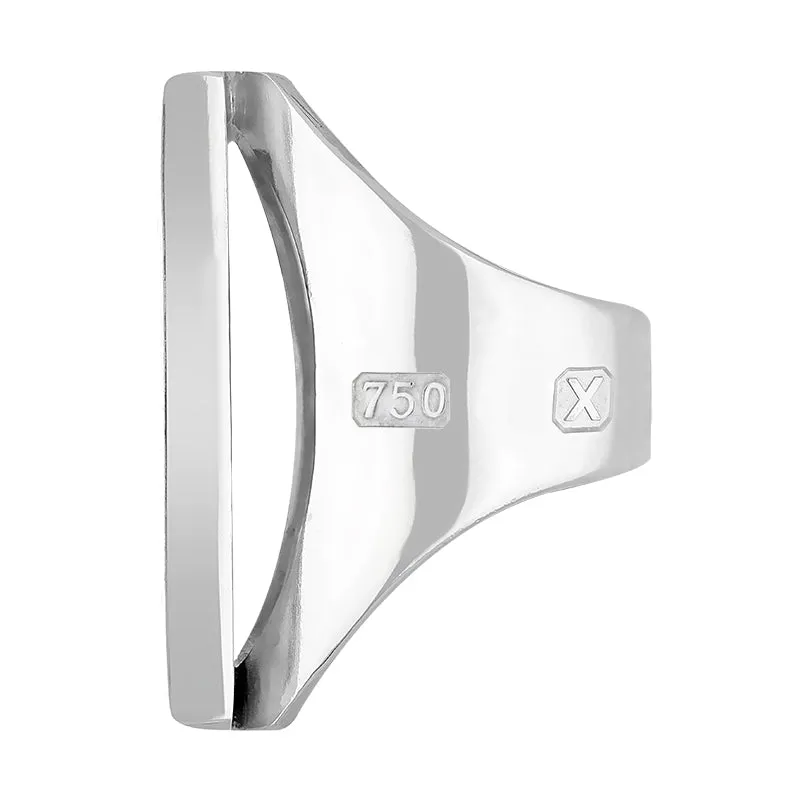 18ct White Gold Whitby Jet Hallmark Large Square Ring