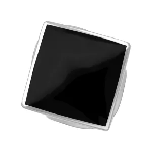 18ct White Gold Whitby Jet Hallmark Medium Rhombus Ring