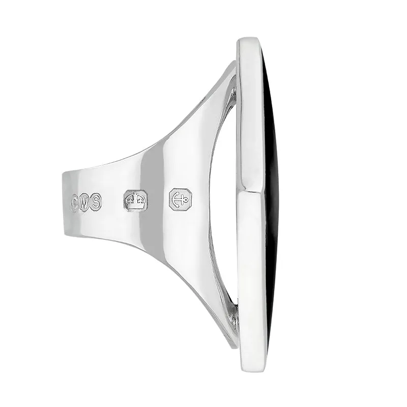 18ct White Gold Whitby Jet Hallmark Medium Rhombus Ring