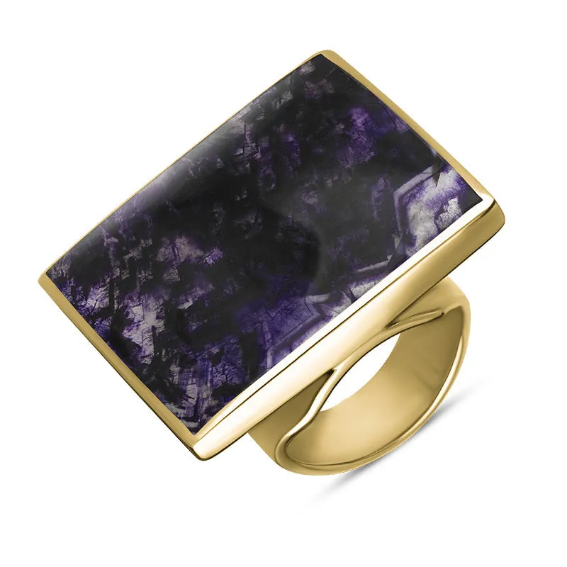 18ct Yellow Gold Blue John Hallmark Large Square Ring