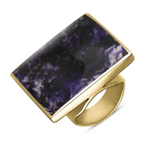 18ct Yellow Gold Blue John Hallmark Large Square Ring