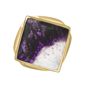 18ct Yellow Gold Blue John Hallmark Small Rhombus Ring