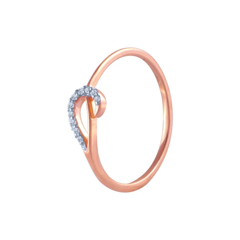18k (750) Rose Gold And Diamond Ring For Women
