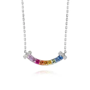 18K Gold Emerald Cut Small Smile Necklace