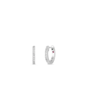 18K WHITE GOLD DIAMOND EXTRA SMALL HOOP EARRINGS