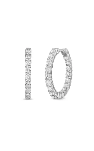 18K WHITE GOLD SMALL INSIDE OUTSIDE THE PERFECT DIAMOND HOOP? EARRINGS