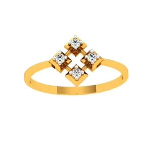 18KT (750) Yellow Gold And Diamond Ring For Women