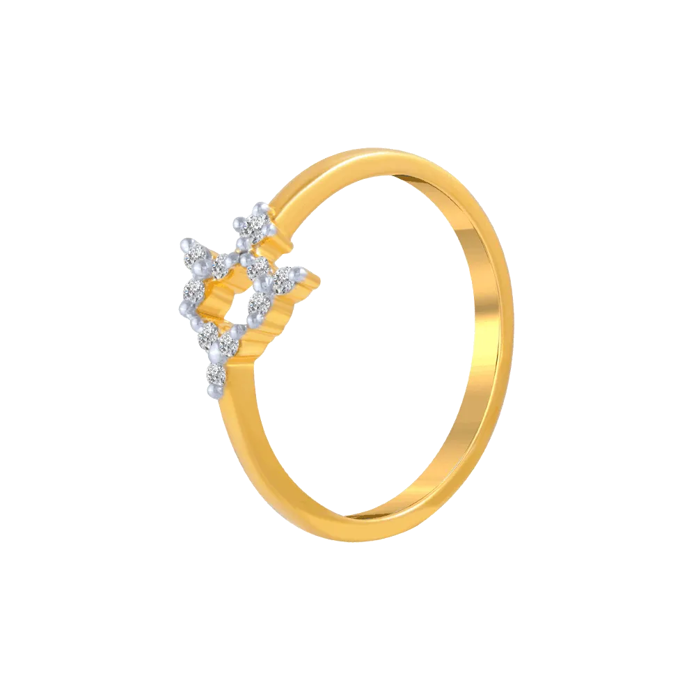 18KT (750) Yellow Gold And Diamond Ring For Women