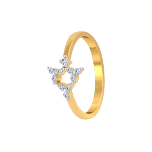 18KT (750) Yellow Gold And Diamond Ring For Women