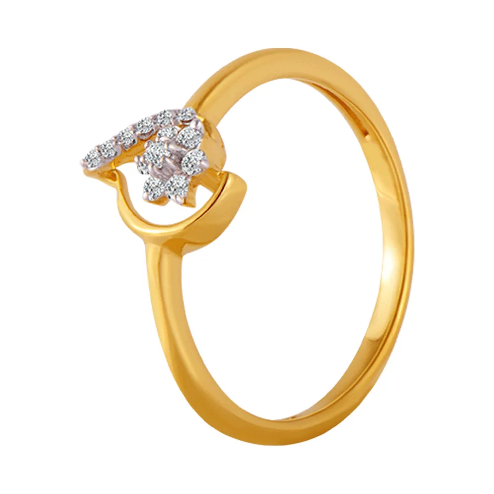 18KT (750) Yellow Gold And Diamond Ring For Women