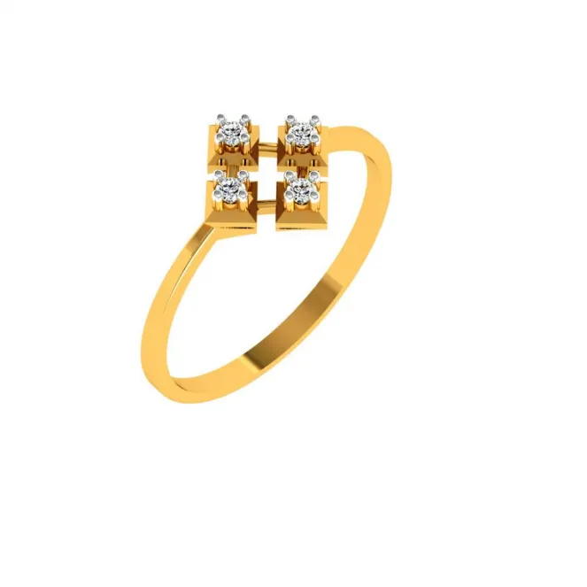18KT (750) Yellow Gold And Diamond Ring For Women