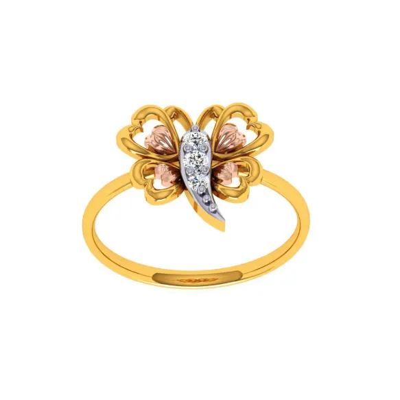 18KT (750) Yellow Gold And Diamond Ring For Women