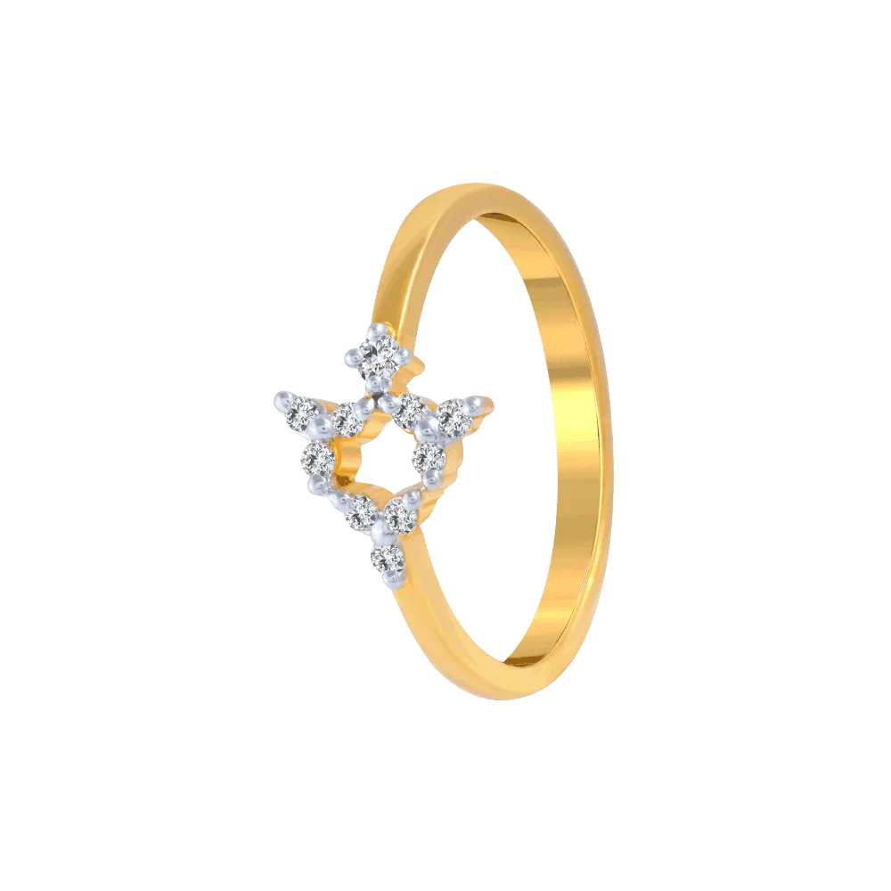 18KT (750) Yellow Gold And Diamond Ring For Women