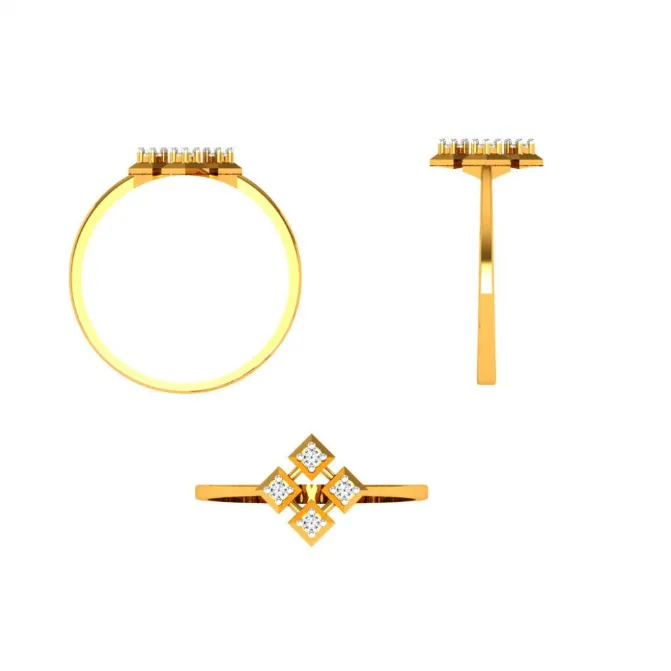 18KT (750) Yellow Gold And Diamond Ring For Women
